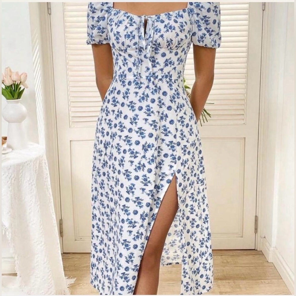 Floral Blue and White Dress Italy Summer Vibes